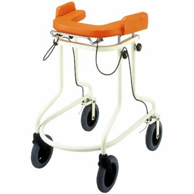 電気歩行器 室内専用】アルミ歩行器（固定型）前輪自在キャスター付 ｜ シルバー