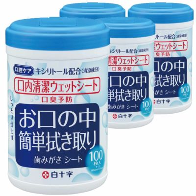 口内清潔ウェットシート 100枚入りボトルタイプ 4個セット