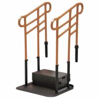 手すり　玄関あがりかまち手すり　両手　ステップ台付き　中古品 kaigo-scrio_2-368-1