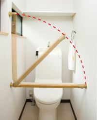 遮断機式ブラケット直角型N+トイレ肘置き手すり棒