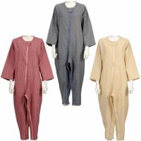 ソフトケアねまき　両開きファスナー 厚手タイプ 上下続き服（介護つなぎパジャマ）