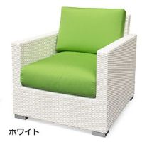 ラタン全天候型家具 ケイラウコード エルバ ソファー1シート1人掛け【ホワイト】