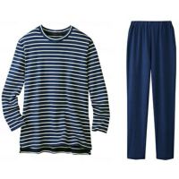 男女兼用パジャマ 綿100％スムースボーダー柄パジャマ ルームウエア セルヴァン 介護パジャマ･ねまき