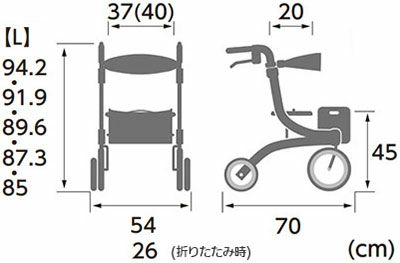杖置き付 四輪歩行車 Pastel《KW-LP-L》Lサイズ カワムラ