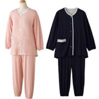 婦人パジャマ 綿100％着替え楽らくゆったりパジャマ M～LL スナップ釦